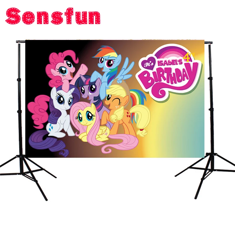 ZY042 Виниловый фон для новорожденных Розовый My Little Pony день рождения на заказ Фотостудия фоны для фотосъемки 7x5ft