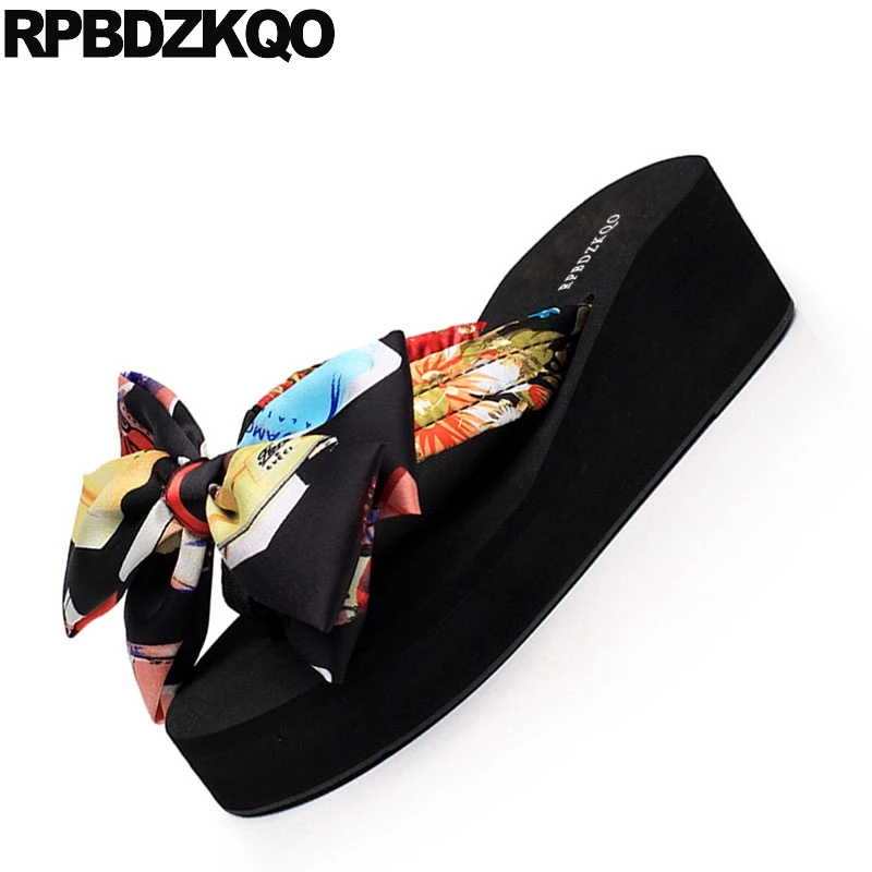 2018 платформе высокий каблук женская обувь роскошный бренд лук милый тапочки