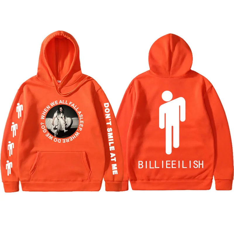 Весна, худи Billie Eilish, с принтом, с капюшоном, для женщин и мужчин, толстовка, Одежда Harajuku, повседневная,, толстовки Kpop, толстовки - Цвет: orange