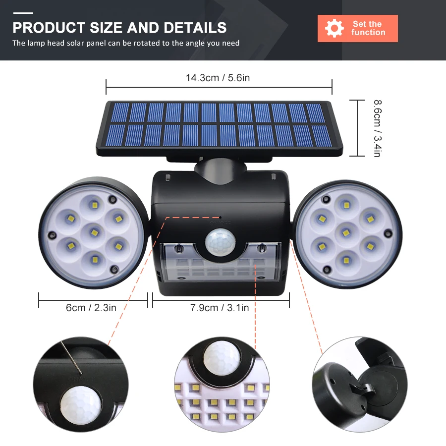 Настенный светильник на солнечной батарее s водонепроницаемый солнечный