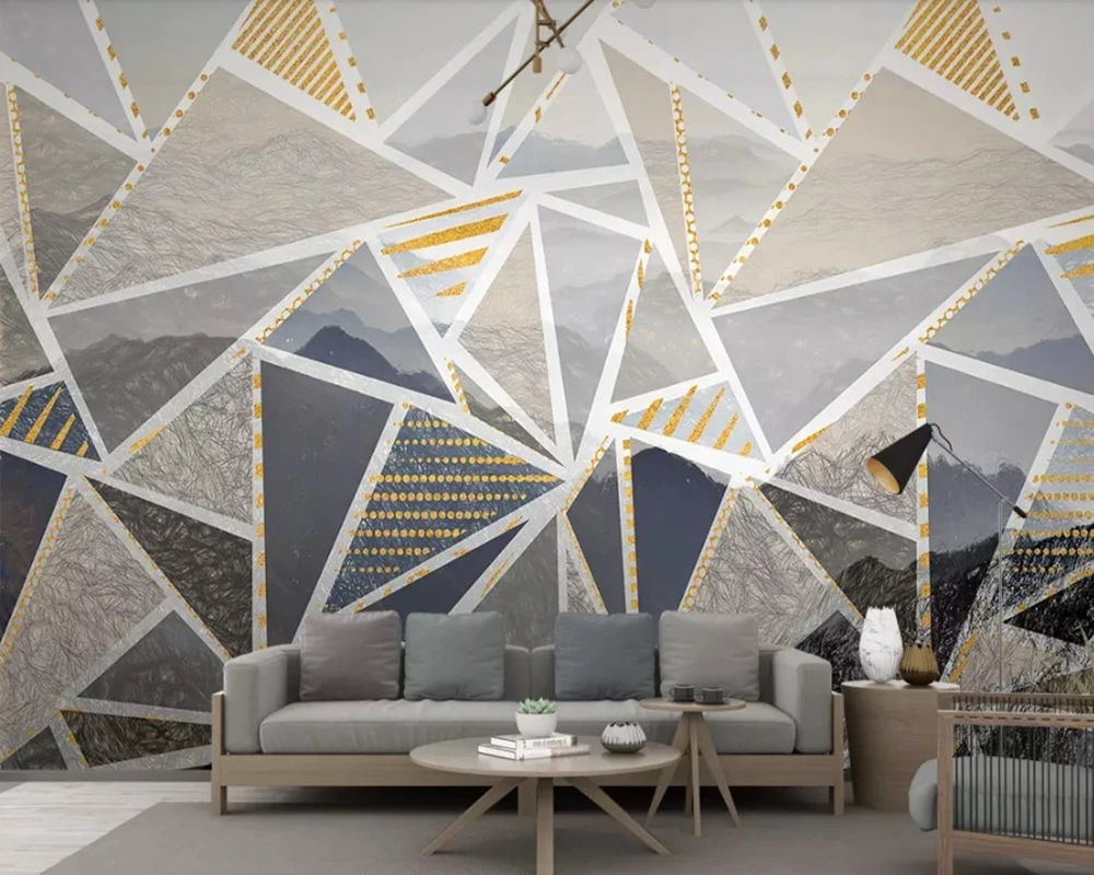 

Настенные 3D-обои Papel de pared с геометрическим абстрактным ландшафтом, Настенные обои для гостиной, дивана, телевизора, спальни, домашний декор
