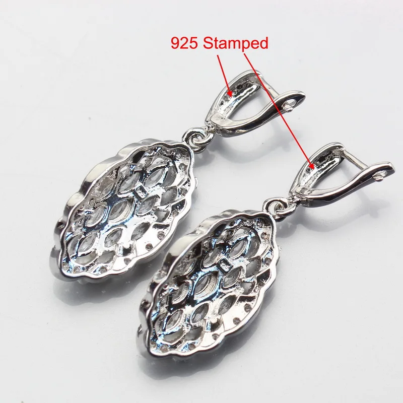 Серебряный цвет белый циркон кристалл принцесса набор украшений для женщин