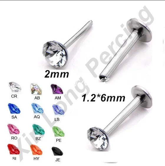 Threadless нажимная шпилька для носа и губ 16 г Хрящ уха украшение козелка расширитель