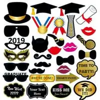 30pcs photobooth Выпускные фото реквизит набор холостяцкая Кепка вечерние принадлежности Выпускной фото стенд реквизит баннеры класса градусов вечерние украшения - Цвет: 30pcs photobooth