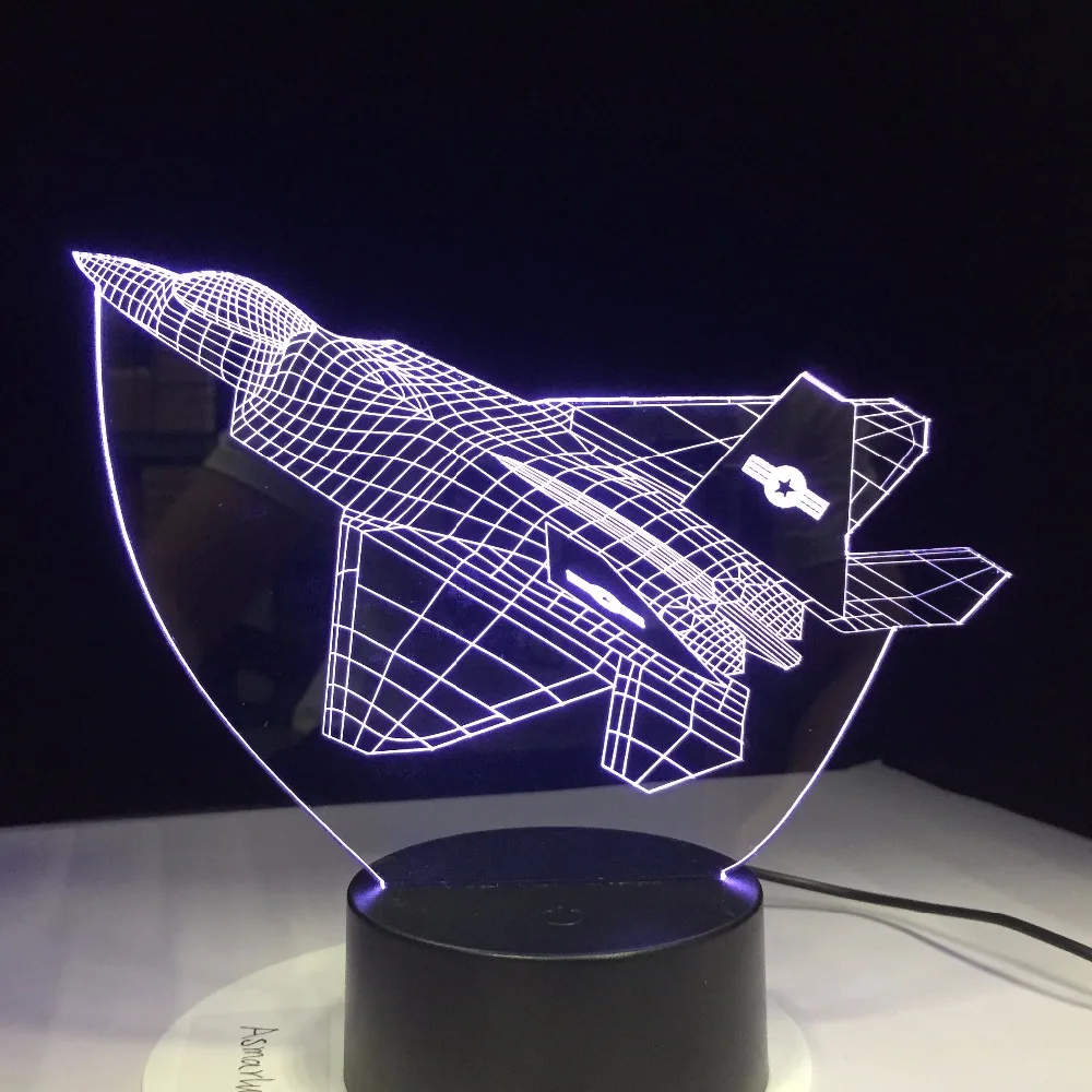 3D светильник новинка иллюзионный самолёт Воздушная Ночная лампа USB
