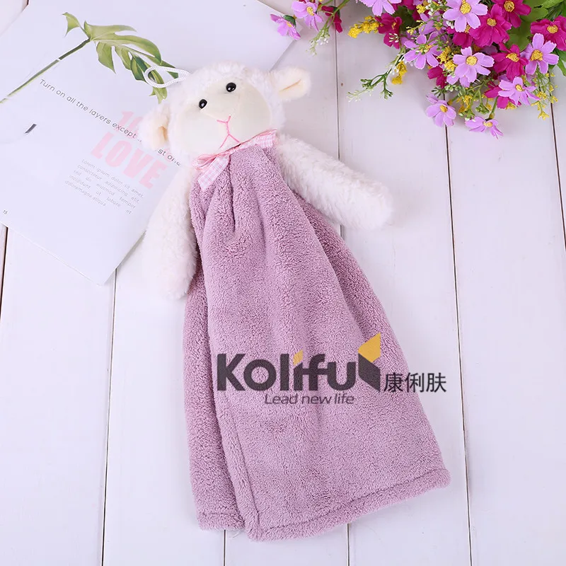 Cute Animal New Candy Colors Soft Coral Velvet Cartoon High Quality Bath Towel Be Hung Kitchen Used Wipe Washcloths KLF050 | Дом и сад