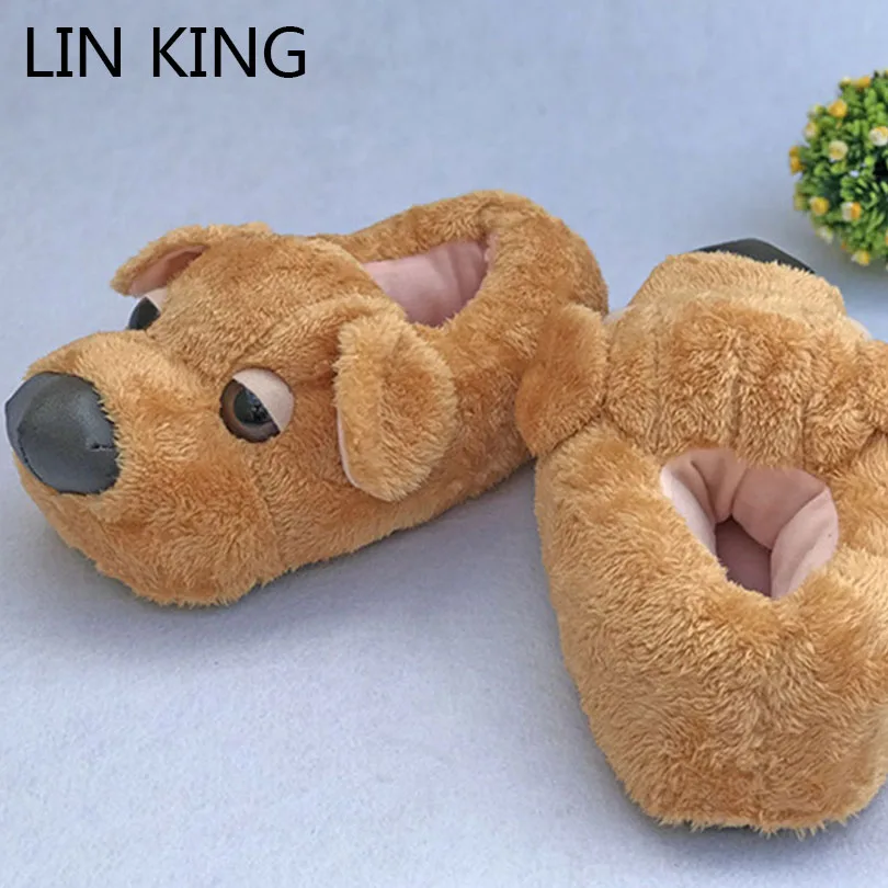 LIN KING/милые зимние домашние тапочки унисекс с рисунком собаки из мультфильма