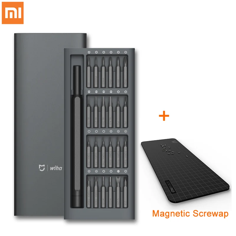 add Magnetic Screwap Оригинальная глобальная версия Xiaomi Mijia Wiha, набор для ежедневного использования, 24 прецизионные магнитные биты, алюминиевая коробка, сделай сам, отвертка, набор для умного дома - Цвет: add Magnetic Screwap