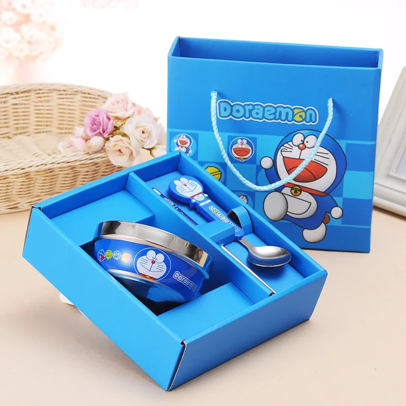 Подарок hello kitty мультяшная миска из нержавеющей стали для супа детская посуда набор столовых приборов