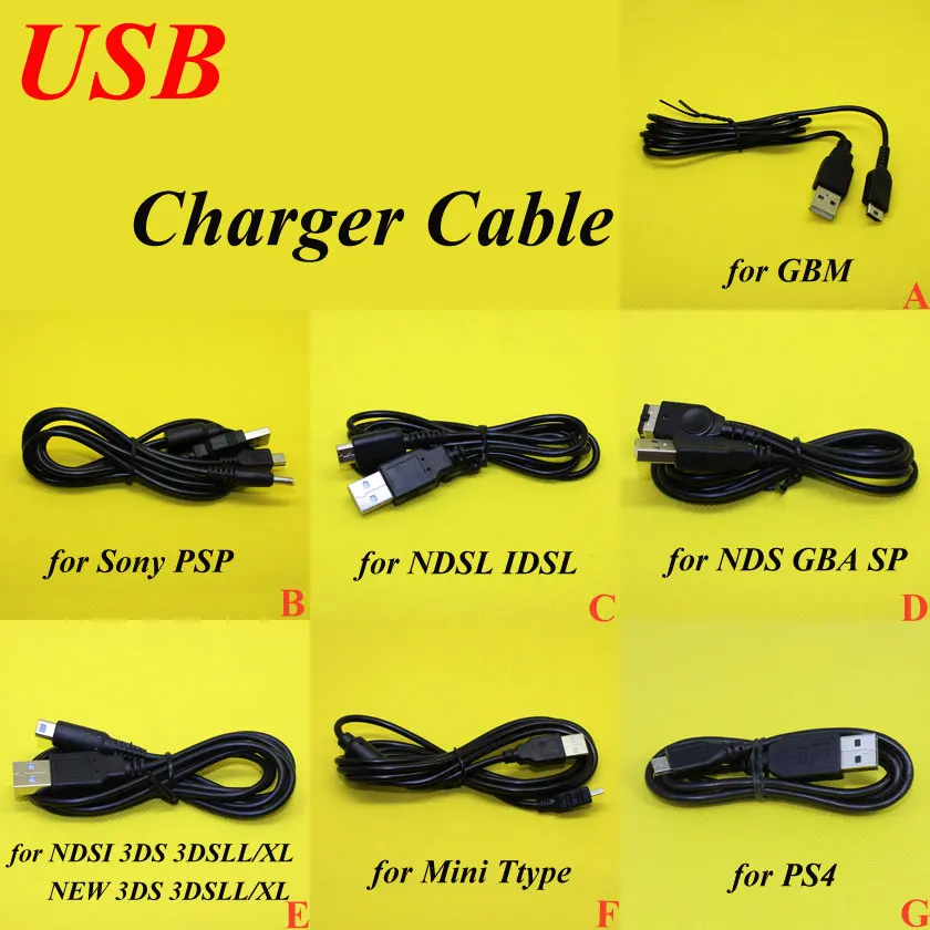 USB зарядное устройство Шнур кабель для Sony PSP 1000 2000 3000 PS4 GBM GBA SP NDSI NDS 3DS 3DSLL/XL игровой