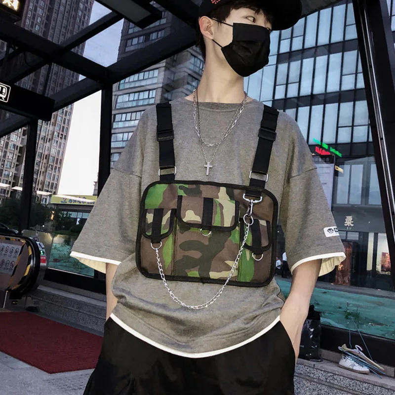 Мужская нагрудная сумка в уличном стиле тактическая для жилета мальчиков