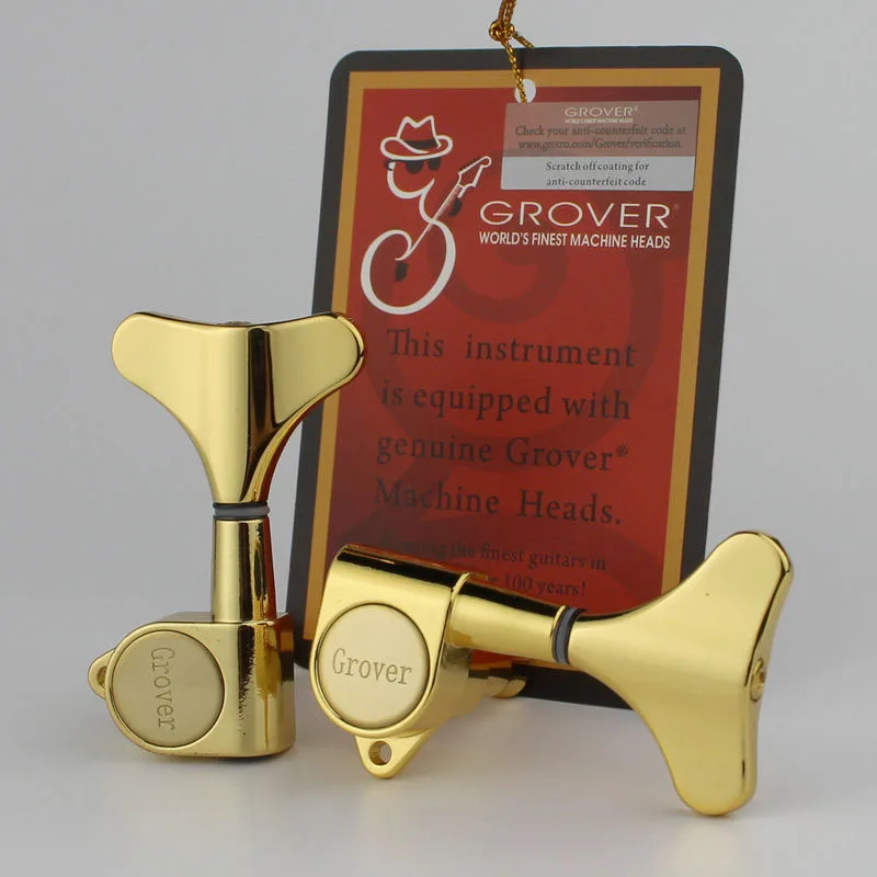 Grover Gold 2R2L головной убор Запечатанные Колки для бас-гитары машинные головки