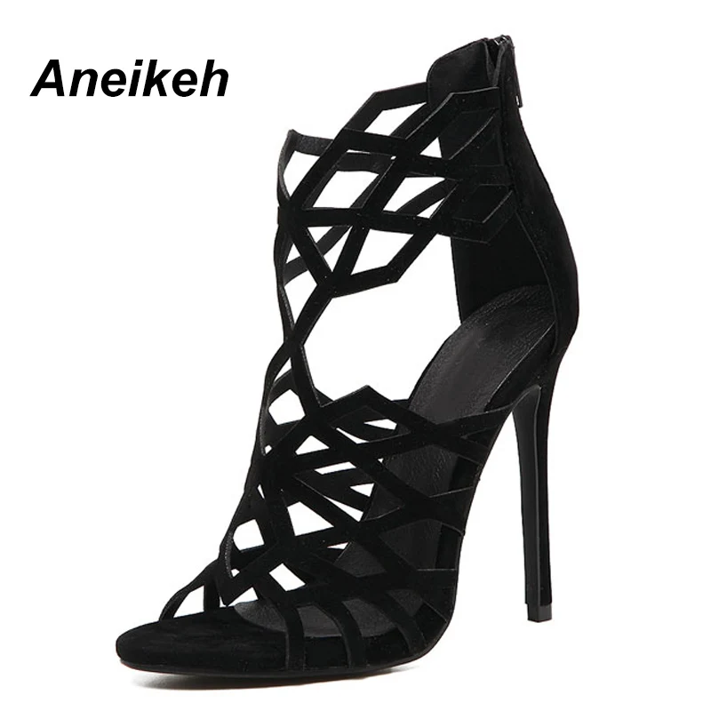 Сандалии Aneikeh женские на высоком каблуке летние модные сандалии 2021 черные с