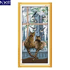 NKF, посмотри друг на друга, животные, вышивка крестиком, кот, схемы для вышивки крестиком, китайские наборы для вышивки крестиком для украшения дома