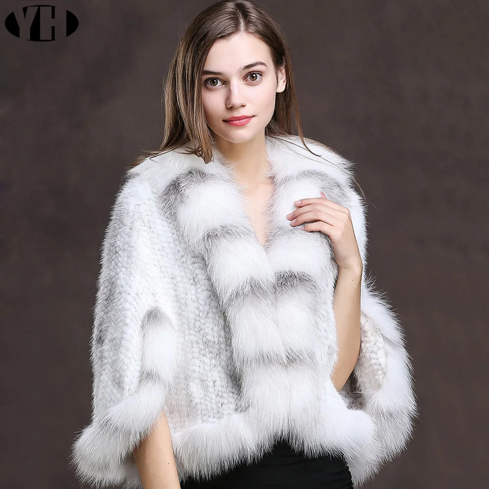 Женское пончо из натурального меха 2018 модные зимние женские вязаные шарфы с