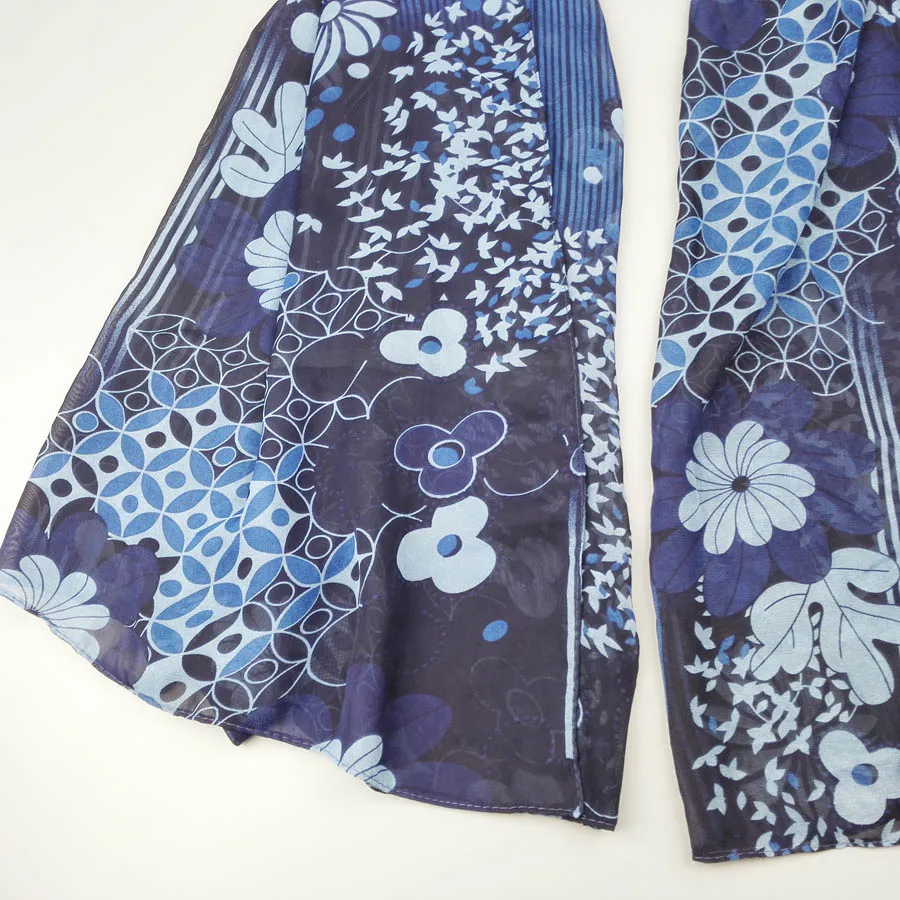 [Видимые оси] Большой размеры цветочный шифоновый шарф 2017 женская обувь синий