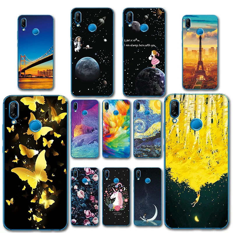 Мягкий чехол для телефона из ТПУ Huawei P20 Lite с красочным рисунком новинка HuaweiP20 Capa