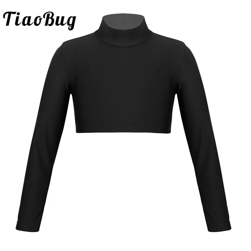Укороченный топ с длинными рукавами TiaoBug для девочек подростков однотонный