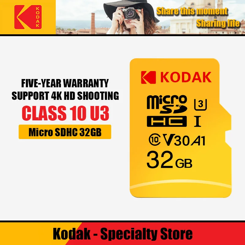 Карта памяти Kodak tarjeta micro sd 128 ГБ 32 ГБ класс 10 U3 UHS-1 16 Гб Microsd 256 ГБ TF флеш-карты 64 ГБ карта micro sd