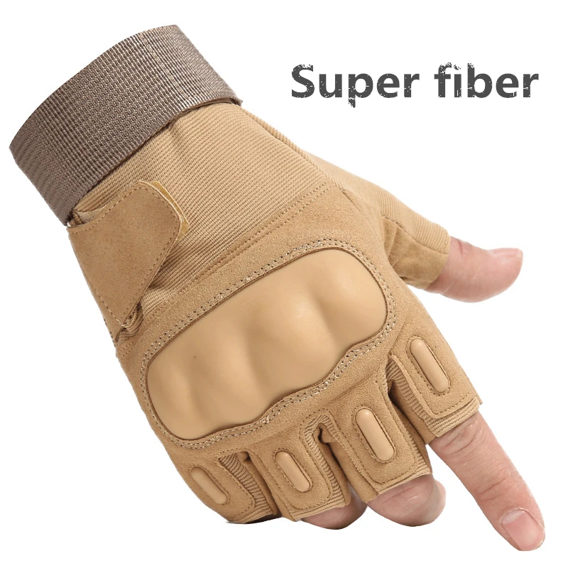 Sand color hiking Mountaineering gloves Outdoor camping hunting shooting Special forces tactical military training soft shell gloves - Цвет: Sand color