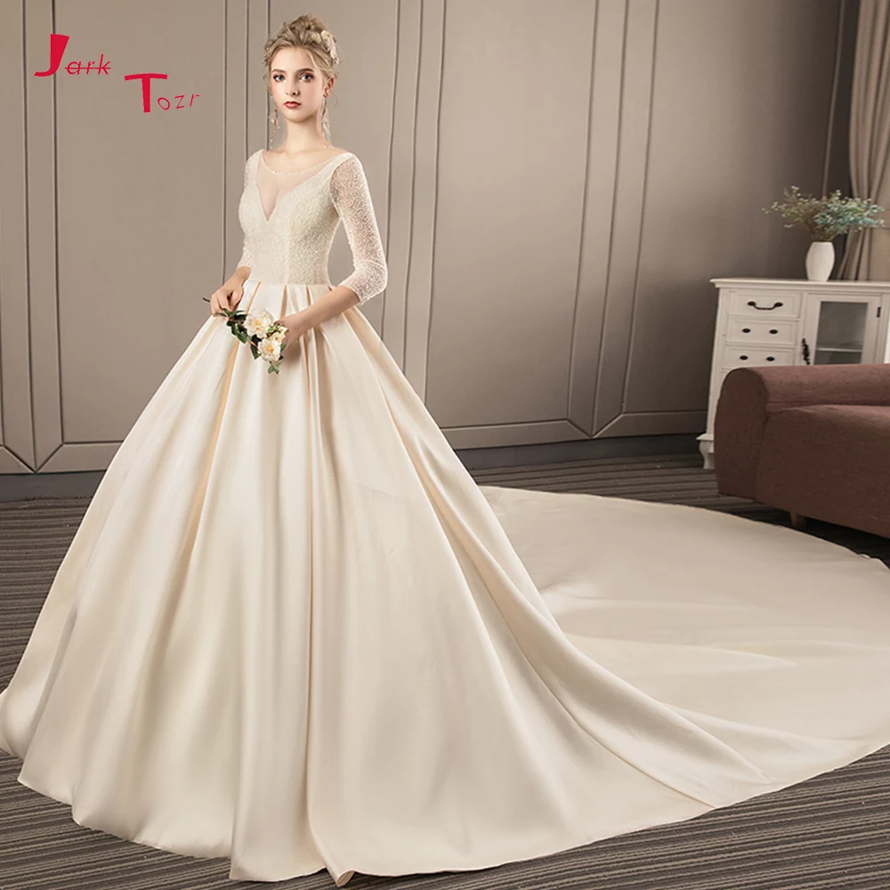 Robe De Mariage индивидуальный заказ полный Бисер с рукавом три четверти Лучший Франция