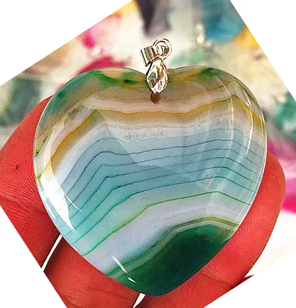 perfect!!!!!!50mm Natural quartz crystal yellow bar agate made heart-shaped pendant ++ delicate sling | Дом и сад