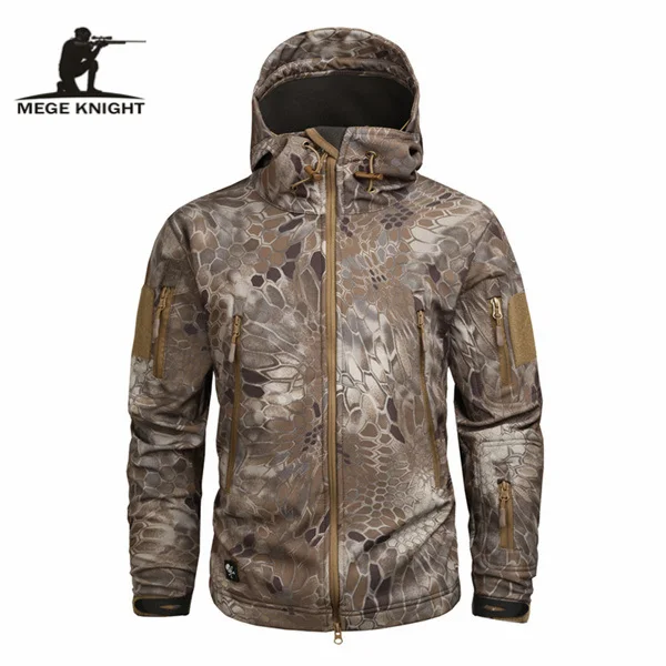 HLD Mege брендовая камуфляжная Военная Мужская куртка с капюшоном, Sharkskin Softshell тактическое пальто армии США, мультикамо, лесной, A-TACS, AT-FG - Цвет: HLD