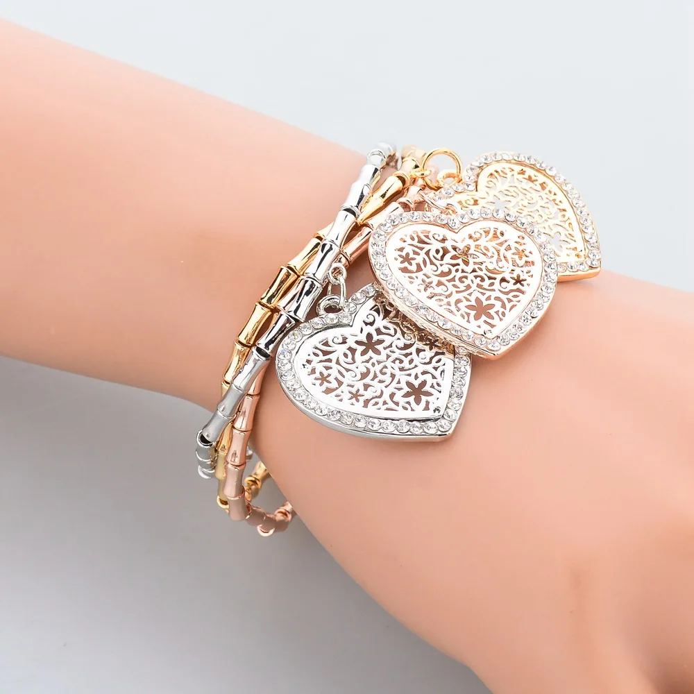 Женский винтажный эластичный браслет LongWay золотого цвета с подвеской в форме