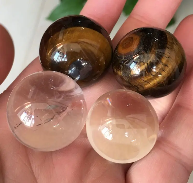 

4pcs Clear White Quartz Crystal Sphere Ball Healing Tiger eye ball