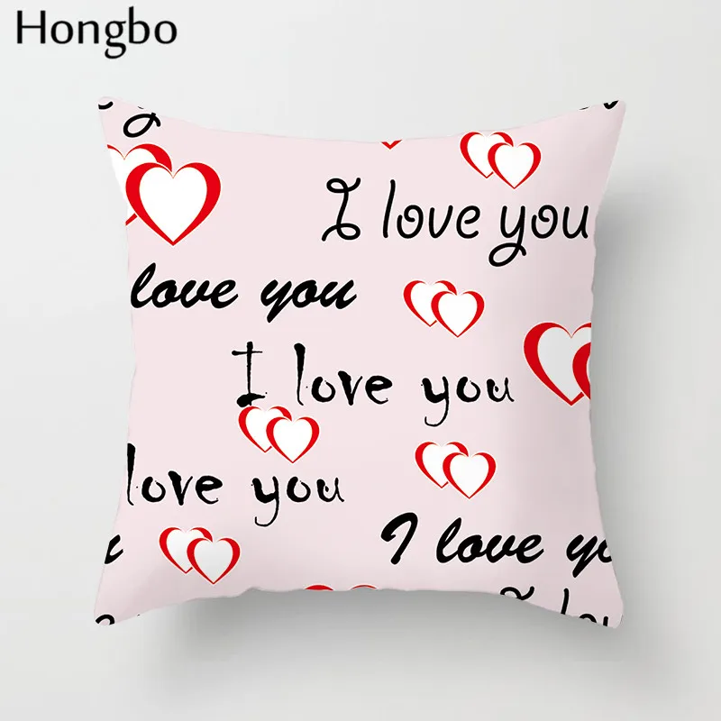 Чехол для подушки Hongbo Pink Love полиэстеровый мягкий декоративный чехол диванной