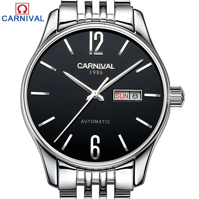 

Carnival Original Brand Watch Men Automatic Self-wind Stainless Steel 3atm Waterproof Business Men Wrist Watch Timepieces 8612G