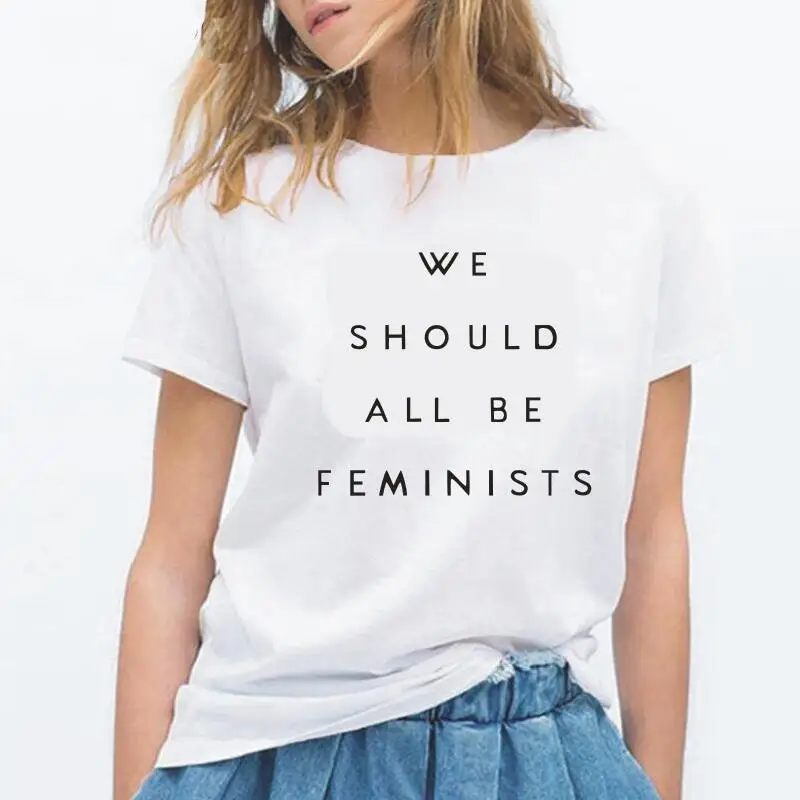 

Женская футболка с надписью «We Be All Feminists», женские топы, летняя повседневная футболка с коротким рукавом, женская футболка, женские футболки