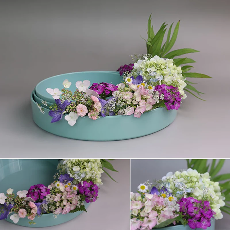 Японский стиль Ikebana обучающий цветочный горшок чистый цвет пластиковый ваза
