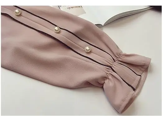 Шифоновая рубашка размера Плюс Женская 2018 модный топ с бусинами осенняя женская