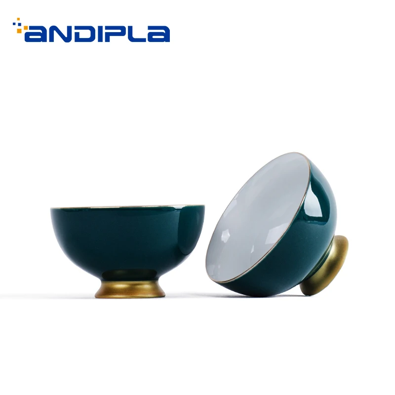 2 шт./лот 80 мл Цзиндэчжэнь керамическая фарфоровая чашка Золотая граница пуэр