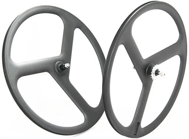 Fixed gear Карбон 700C 38 мм спереди 3 Спицы заднего трек Дорожный велосипед колесная покрышка труба из углеродистого волокна 3 K саржевого три спицы клинчер для велосипеда диски
