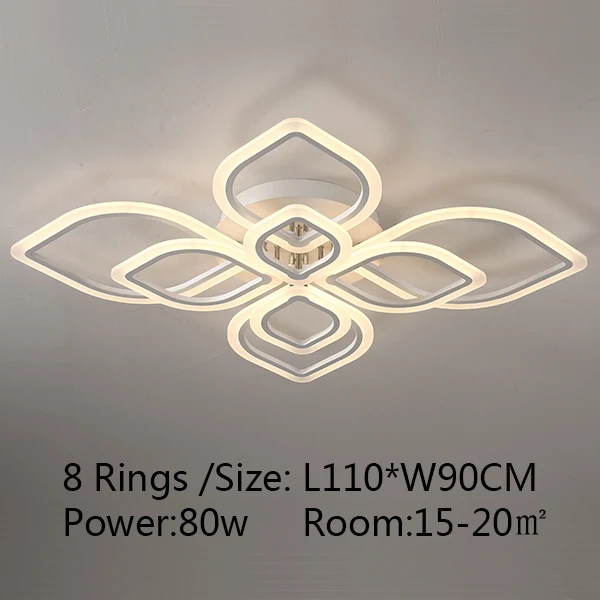 8 Rings L110xW90CM Creative Simple led chandeliers ceiling Modern Chandelier for living room lights Bedroom light fixtures led chandelier lighting - Цвет абажура: 8 Rings L110xW90CM