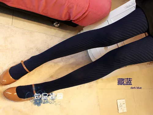 M w016 Dark blue VISNXGI женские новые весенние колготки полосатые колготки 120D толстые теплые бархатные не прозрачные колготки высокие эластичные сексуальные чулки - Цвет: M w016 Dark blue