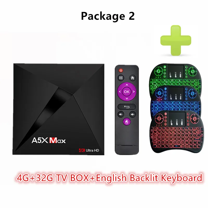 4G 32G I8 EN Backlit HAAYOT A5X Max Smart tv Box Android 9,0 OS 4 K телеприставка 4 ГБ 32 ГБ RK3318 четырехъядерный 2,4 ГГц WiFi Bluetooth H.265 телеприставка - Цвет: 4G 32G I8 EN Backlit