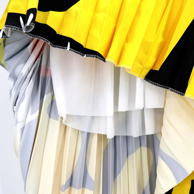 2019 летняя плиссированная юбка женская Мода принт Повседневная тонкая горячая