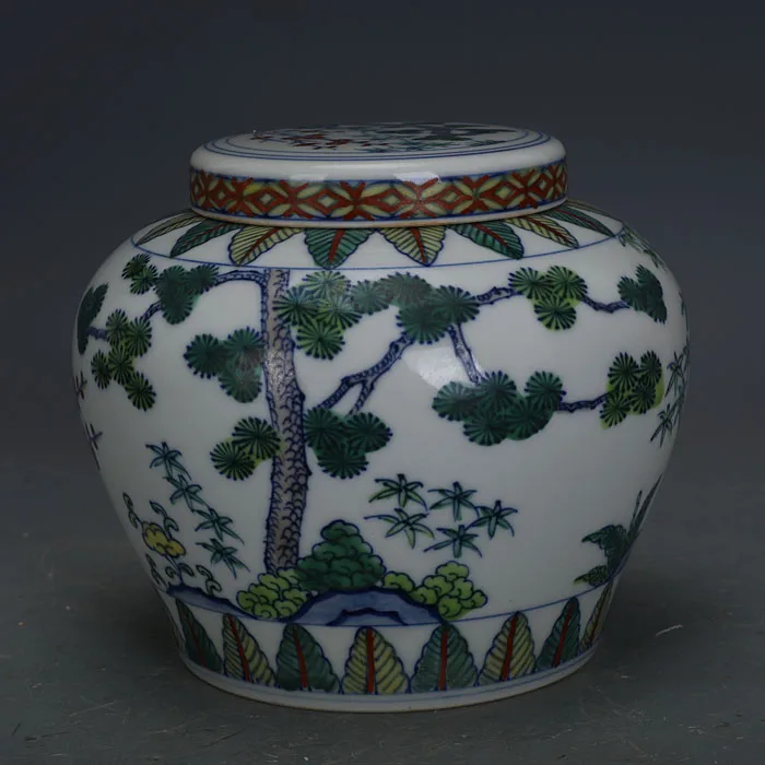 

Antique MinDynasty Color pine bamboo plum porcelain pot,Home Decoration collection & adornment1903