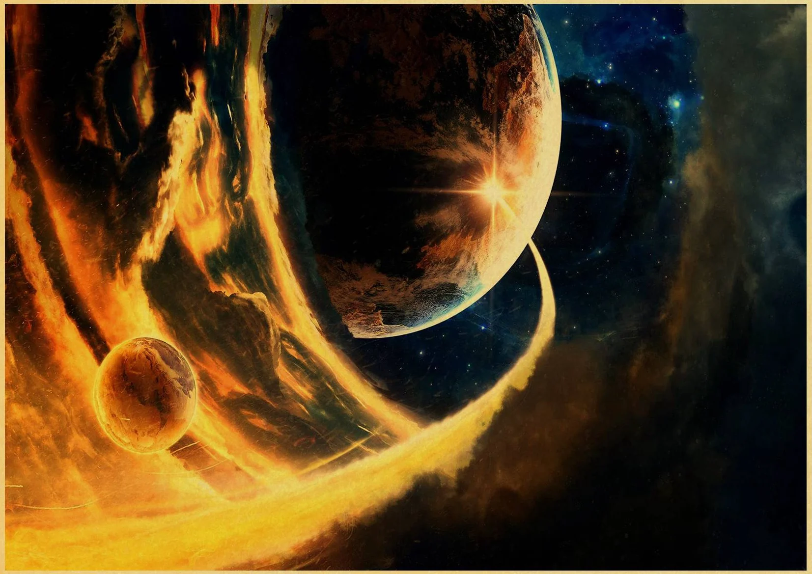 Плакат Vinate Nine Planets In The Solar system, декор для гостиной, ретро, крафт-бумага, настенная бумажная наклейка, художественная живопись - Цвет: D114