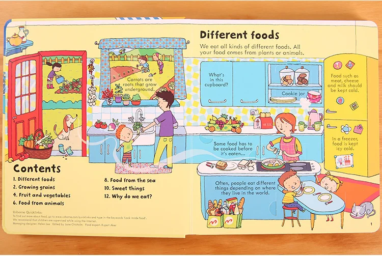 Великобритания английский 3D Usborne вид внутри еды картинка книги обучение детей
