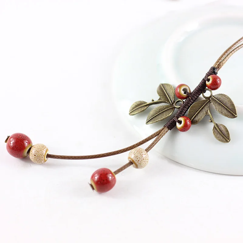 Керамическое красное женское ожерелье в стиле ретро|accessories fashion|fashion accessoriestassel