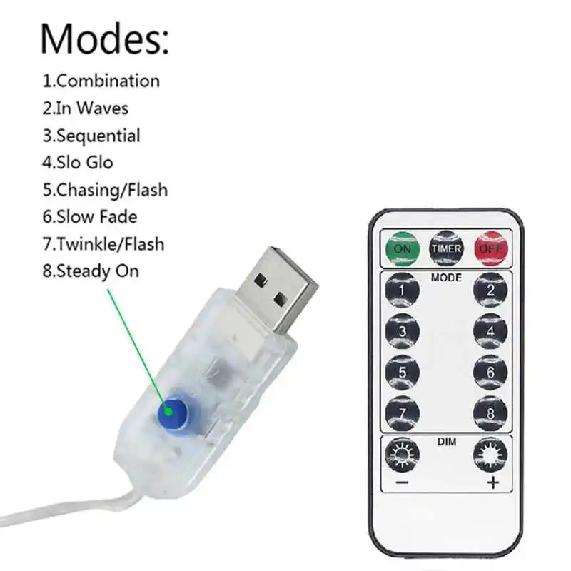 SZYOUMY USB 5 м/10 м светодиодные гирлянды с дистанционным управлением Серебряная