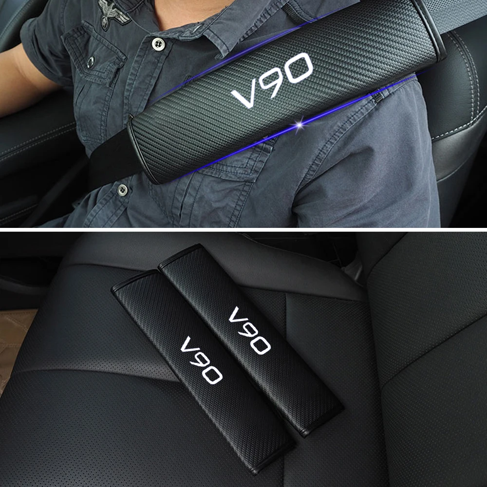 

For Volvo V90 Car Seat Belt Shoulder Strap Protect Pads Cover No Slip No Rubbing Soft Comfort 2Pcs Red Blue White