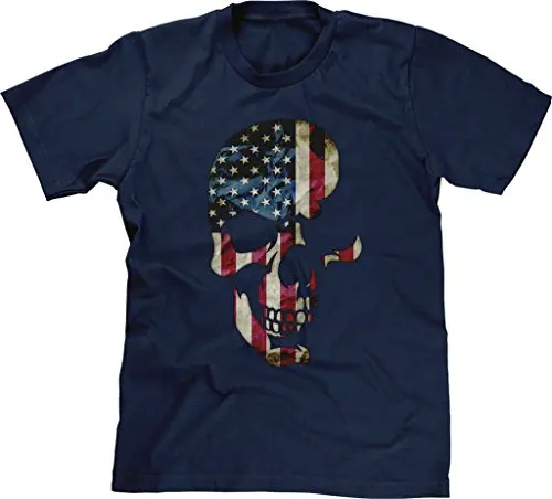 Мужская Футболка Череп с Американским Флагом Отпечаток Мужской Футболки|t-shirt