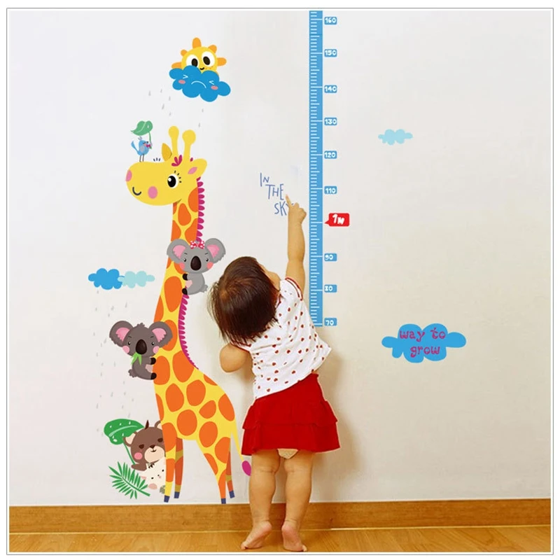Cartoon Giraffe Wall Stickers for Kids Vinilos Decorativos Pared Bedroom Decor 60x90cm CP0430