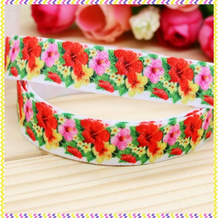 

5/8'' Free shipping Elastic FOE flowers printed headband headwear hairband diy decoration wholesale OEM P4064