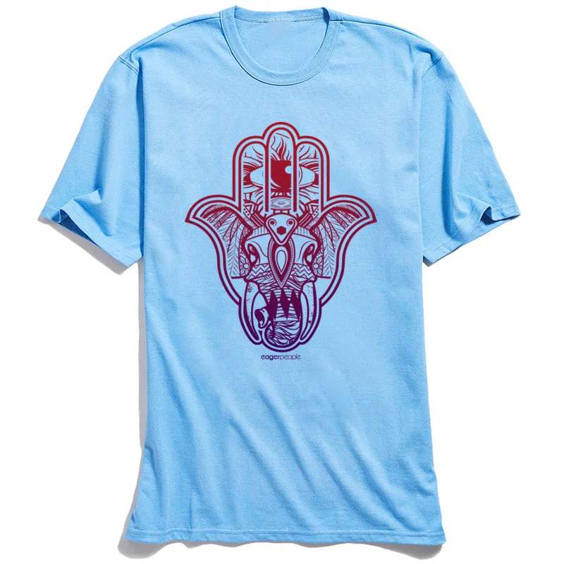 Мужская футболка с уникальным дизайном Hamsa Elephant облегающая летняя из чистого